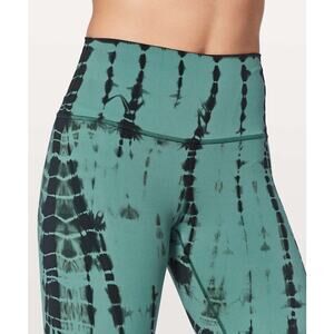 LULULEMON Sz 10 Wunder Under High-Rise Shibori Tie-Dye Green Black Athletic